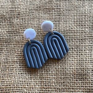 Rainbow Gray clay light earrings Boho bohemian earthy New